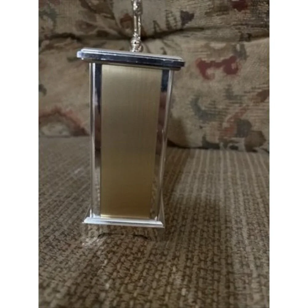 Bulova Quartz Carriage Clock Gold Tone Running AA Battery Black Face West German - Picture 6 of 7